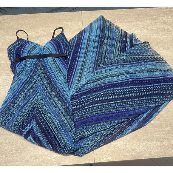 Cache Sz SMALL  Crochet Long  Blue Ombre Strappy New Year's Eve Party '00s - Picture 10 of 11